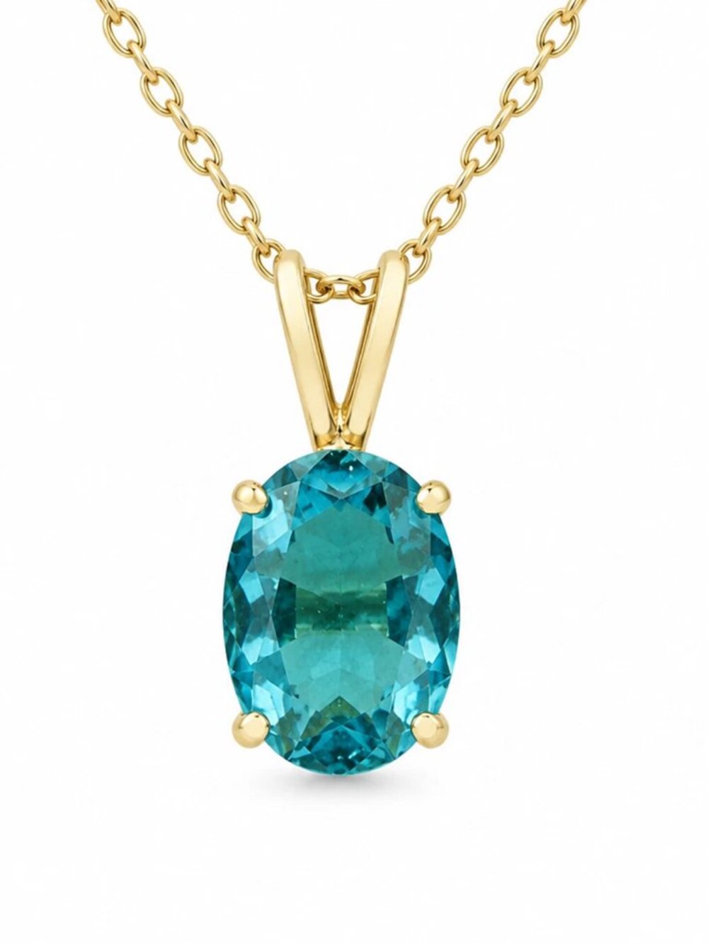 Genuine 2.45 Cts Blue Zircon Pendant 14k Gold